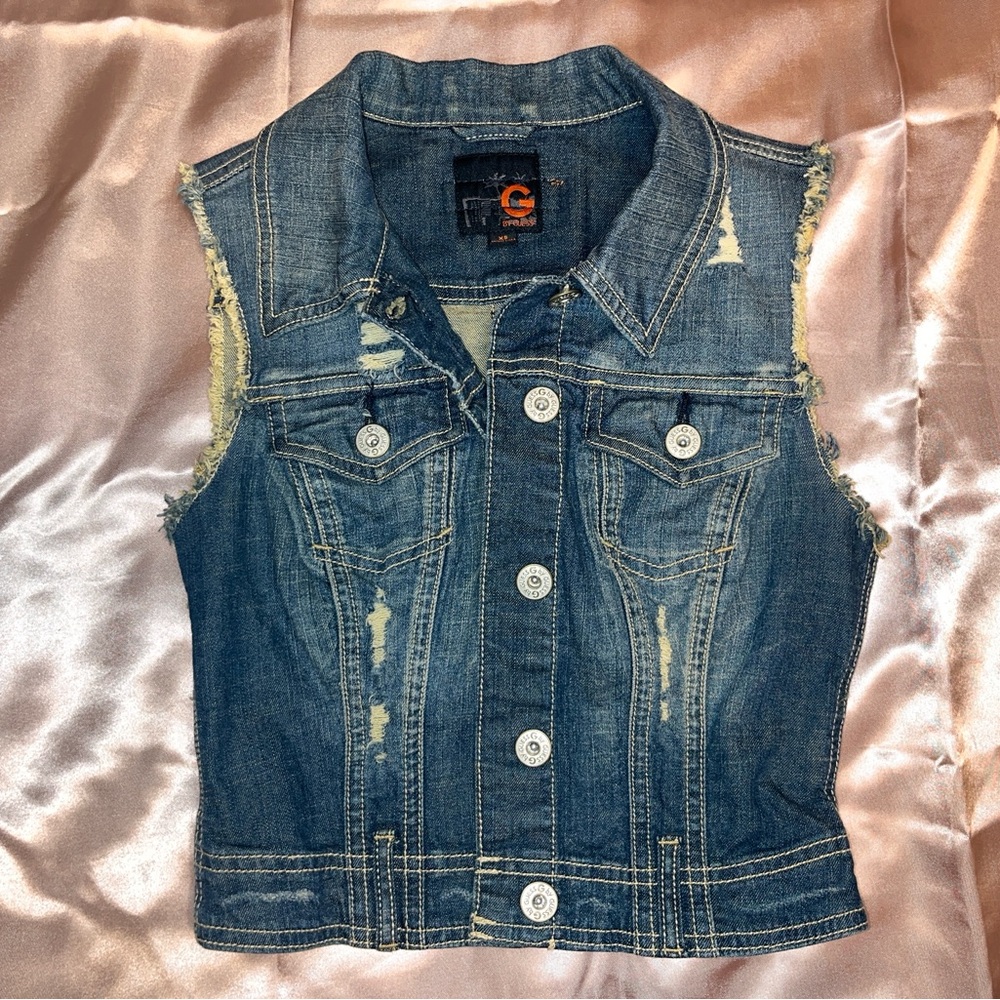 VINTAGE GUESS DENIM VEST SIZE XS